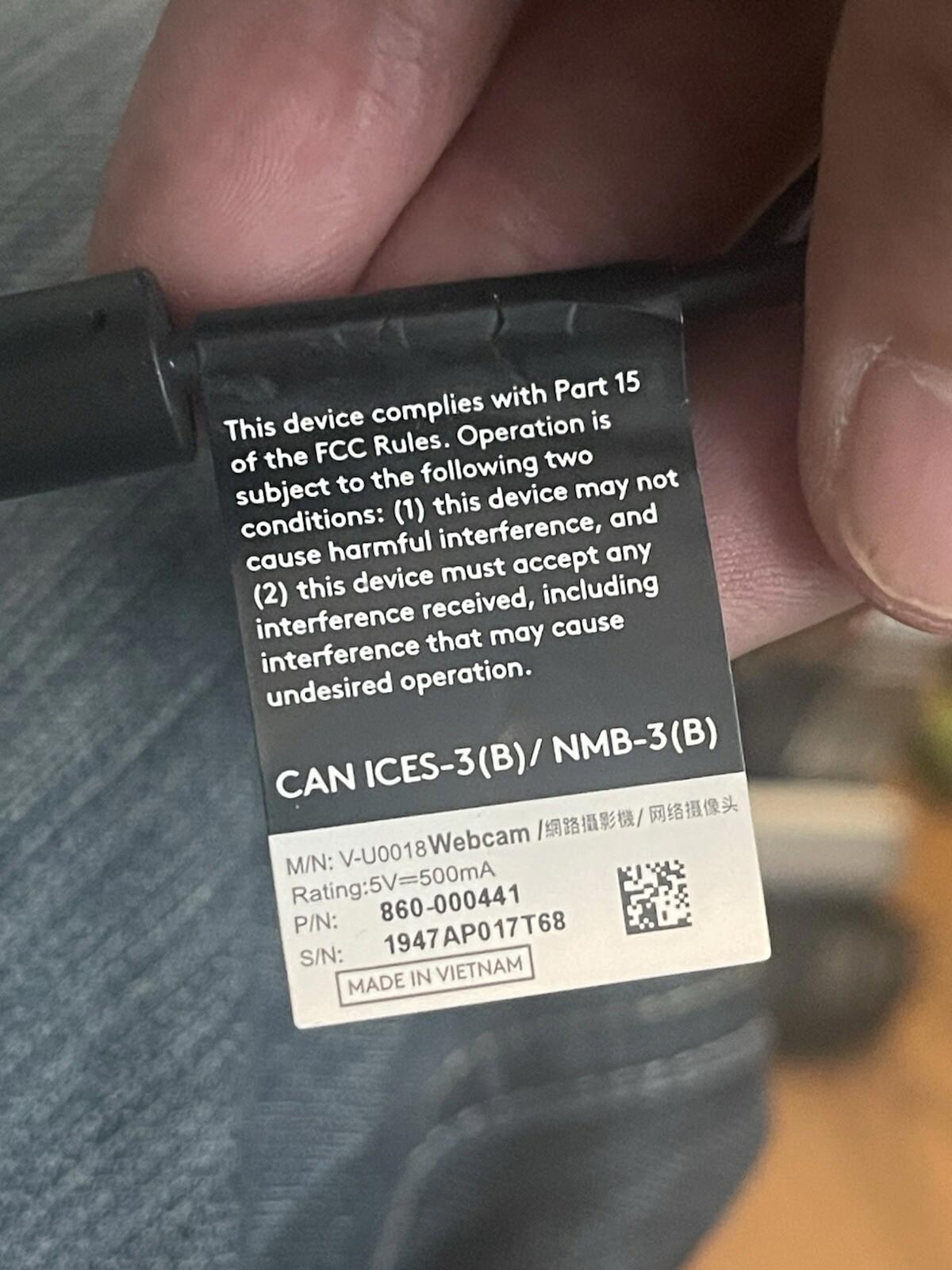 Logitech HD Webcam Black 720P 30FPS Video Web Cam Camera