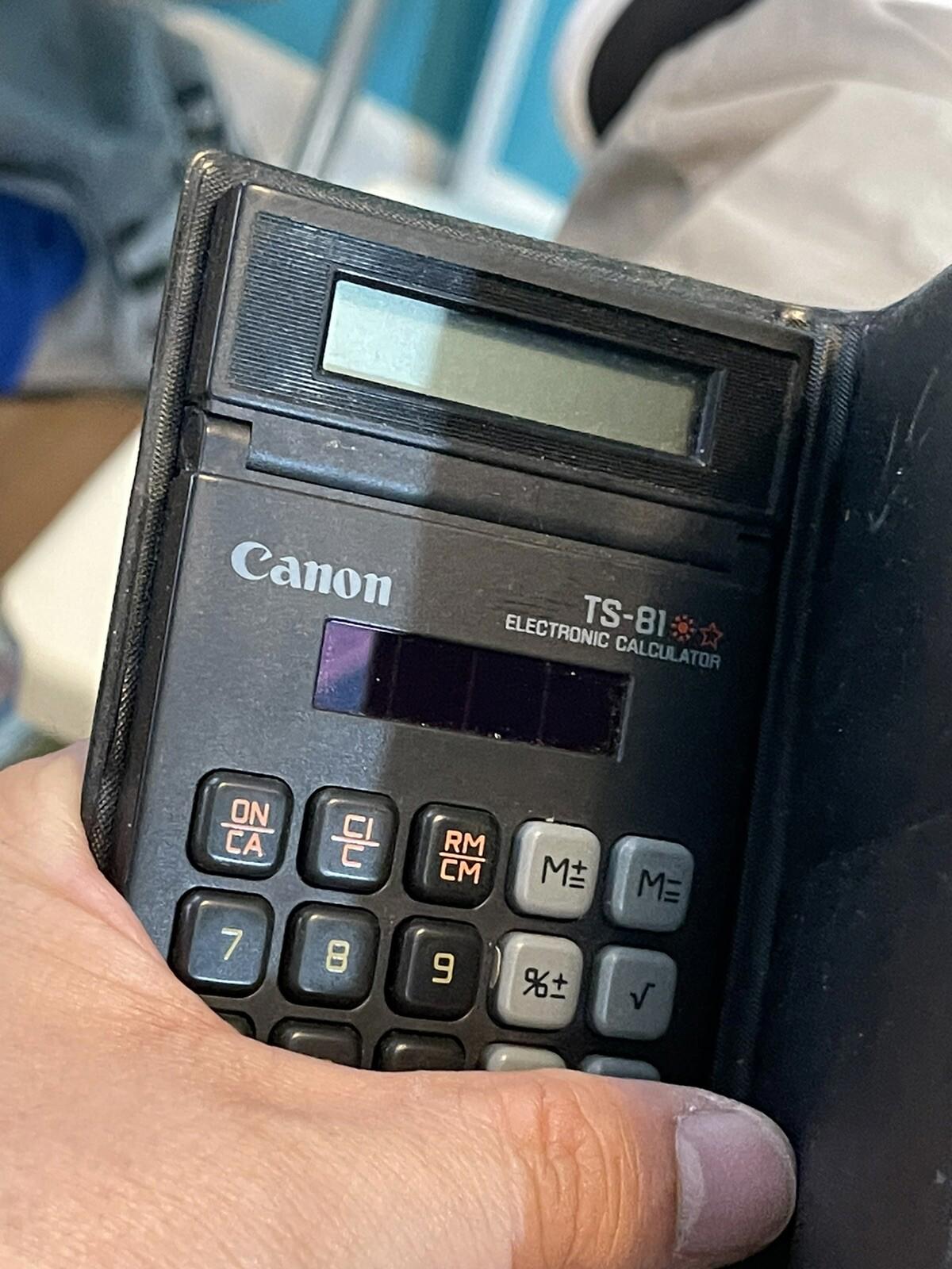 Vintage CANON Tilt Display, Dual Power; Solar or Battery, TS-81 Calculator