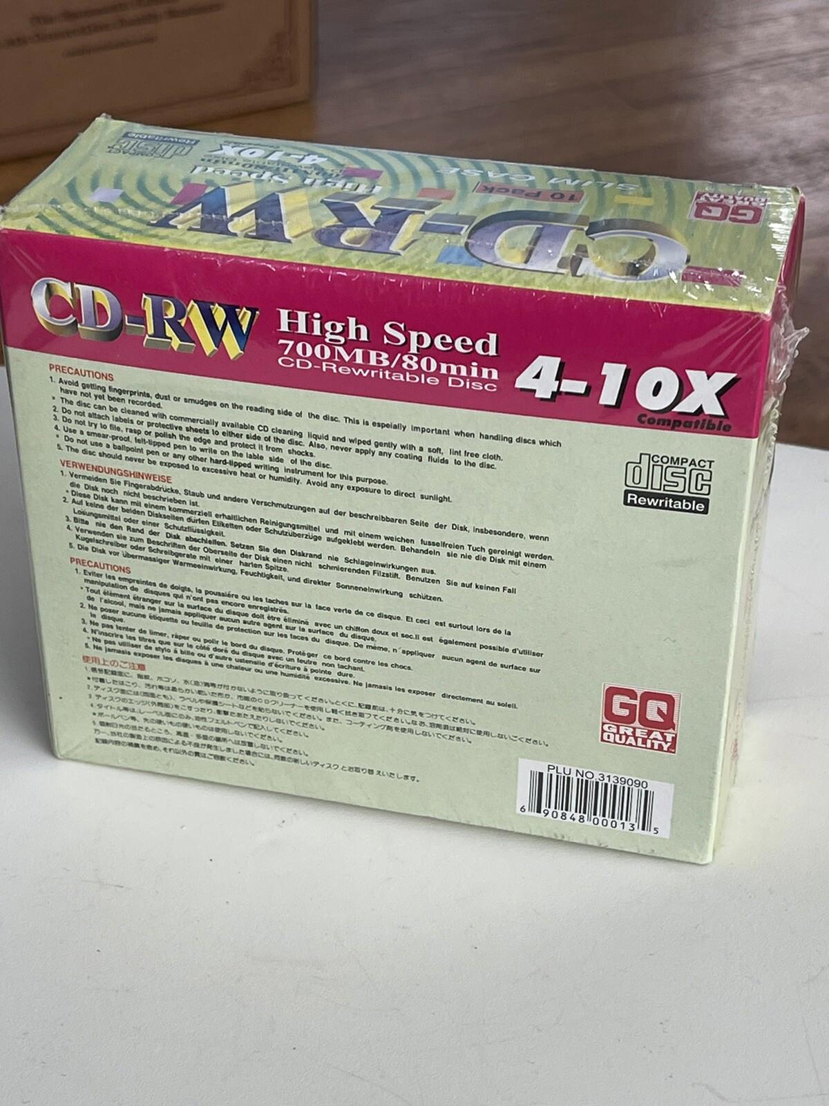 Great Quality CD-RW Discs 700MB/80min 4x - 10 Pack