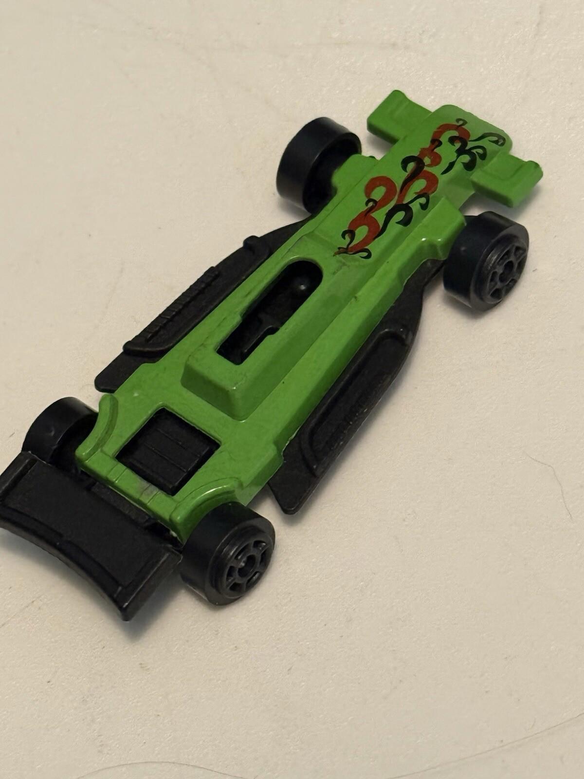 Vintage Toy Car - Green Plastic Sports Model w/ Flames, Made in China Miniature