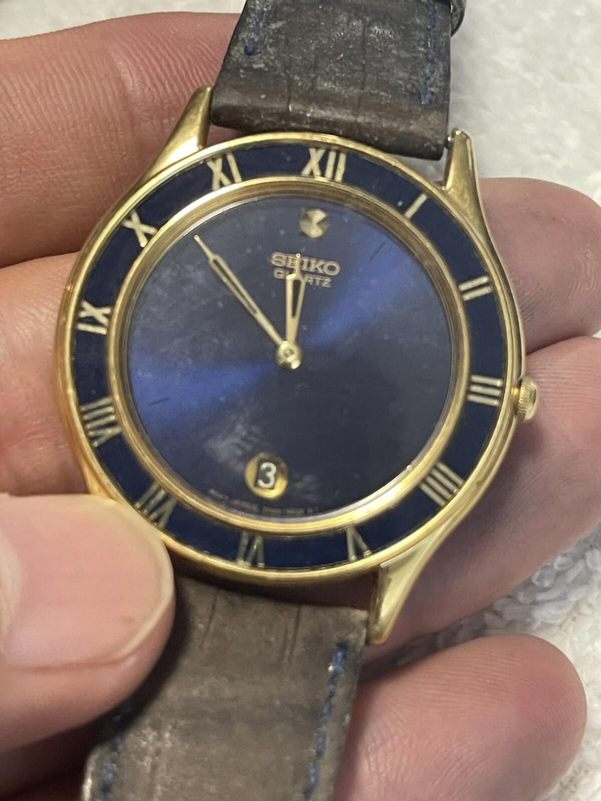 SEIKO black double ring case gold Roman hour (needs Battery And Wristband
