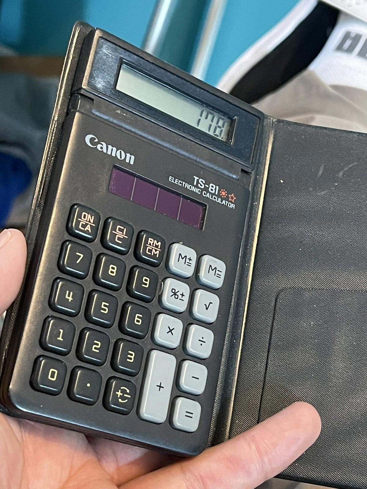 Vintage CANON Tilt Display, Dual Power; Solar or Battery, TS-81 Calculator