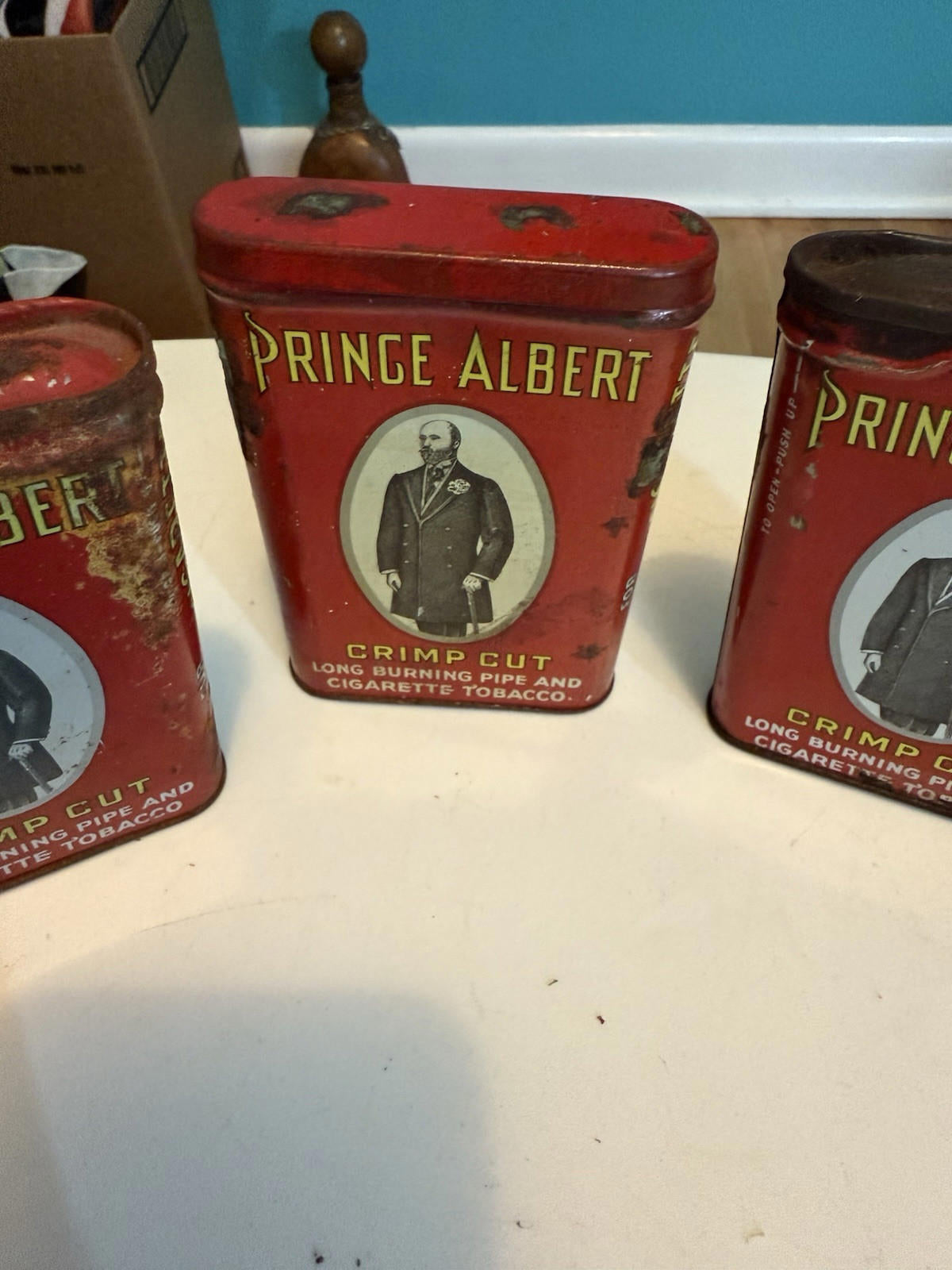 3  Prince Albert Crimp Cut Tobacco Hinged Pocket Tin - 1.5oz Empty Tins