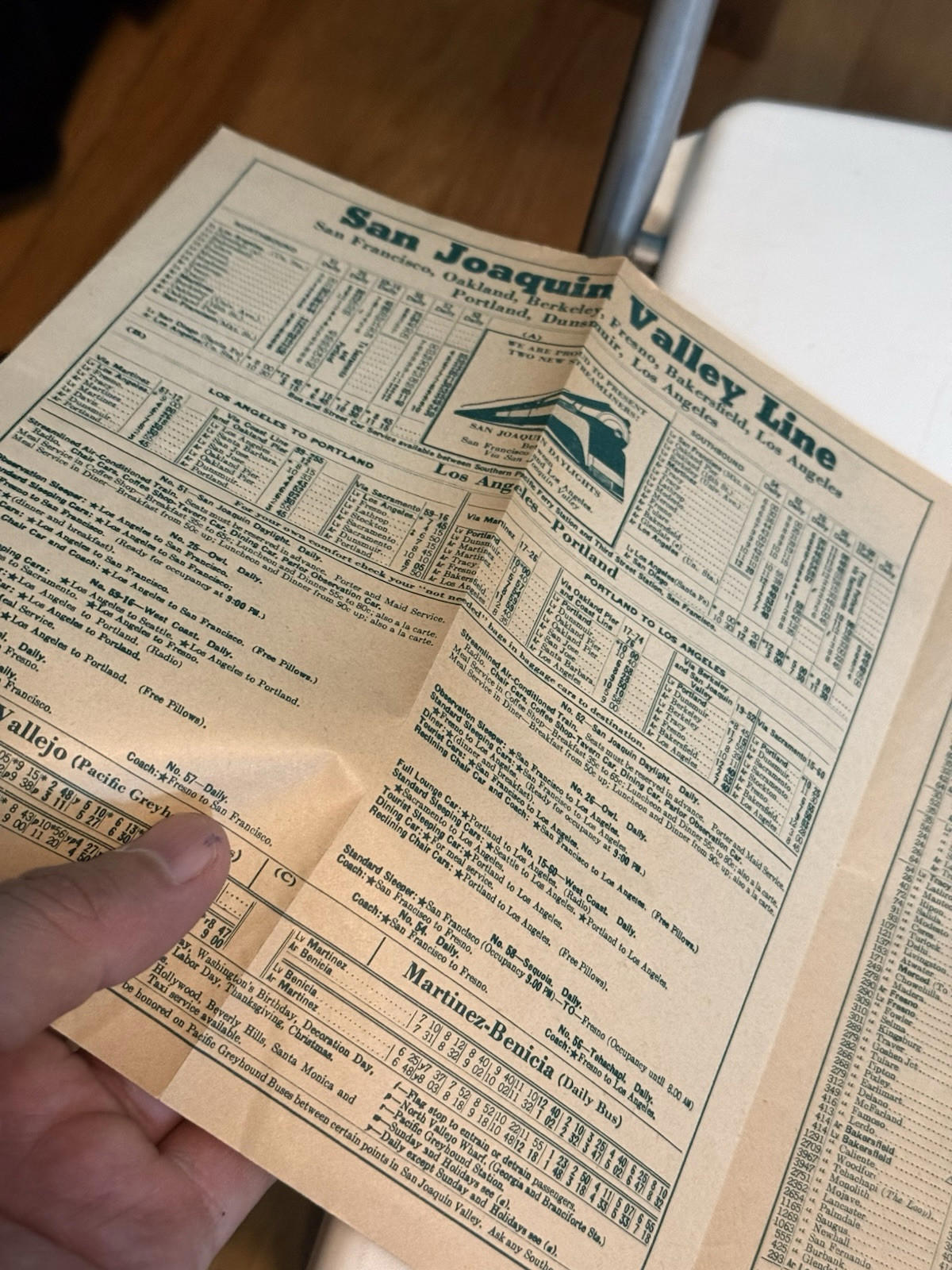 Vintage 1949 Southern Pacific Lines Rail Road San Joaquin Valley Time Tables