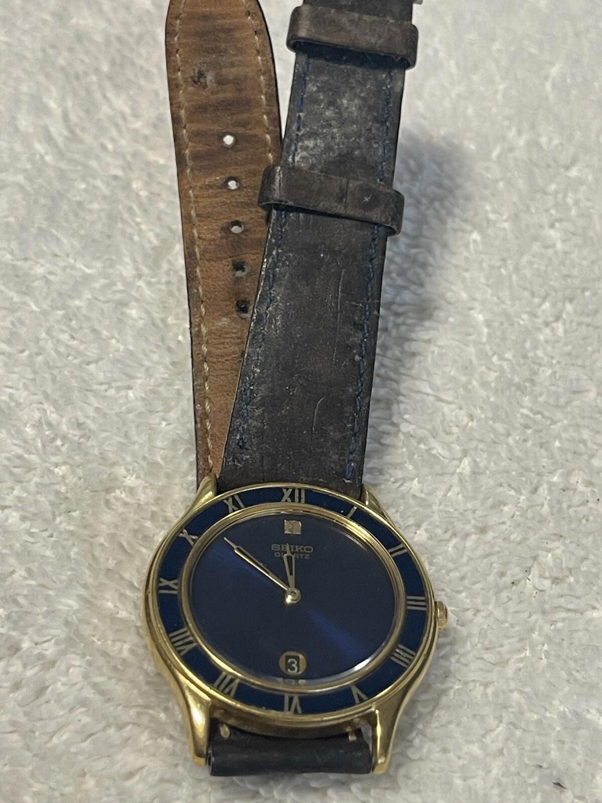 SEIKO black double ring case gold Roman hour (needs Battery And Wristband