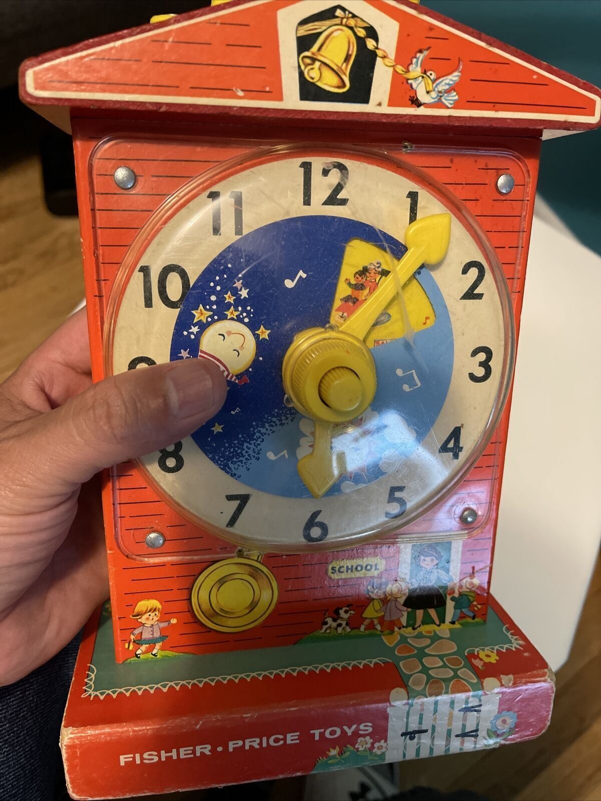 FISHER PRICE: Music Box Teaching Clock, Vintage toy, Rare, ORIGINAL, Kids 