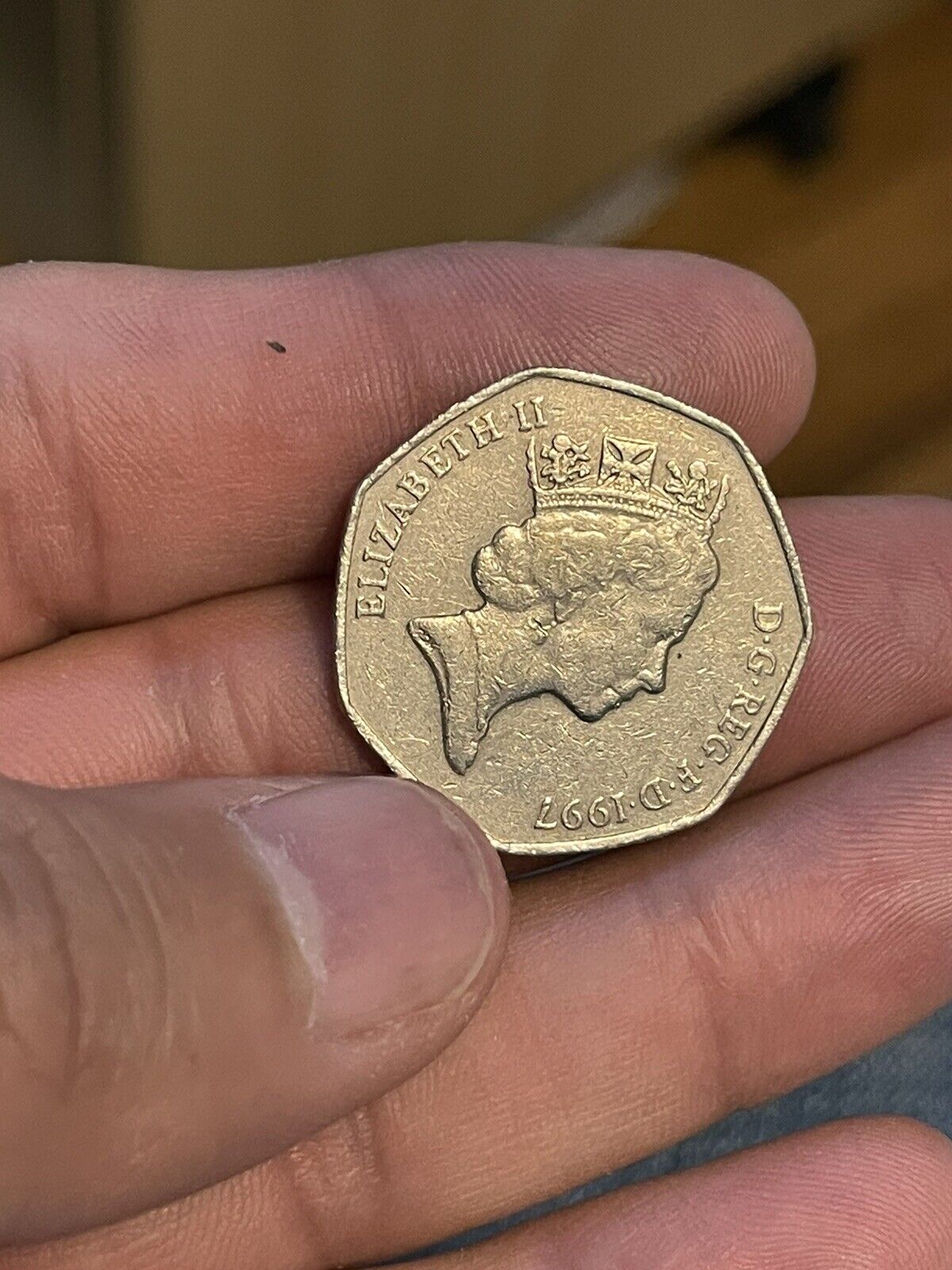 1997 Queen Elizabeth II DG-REG-FD 50 Fifty Pence Coin Vintage