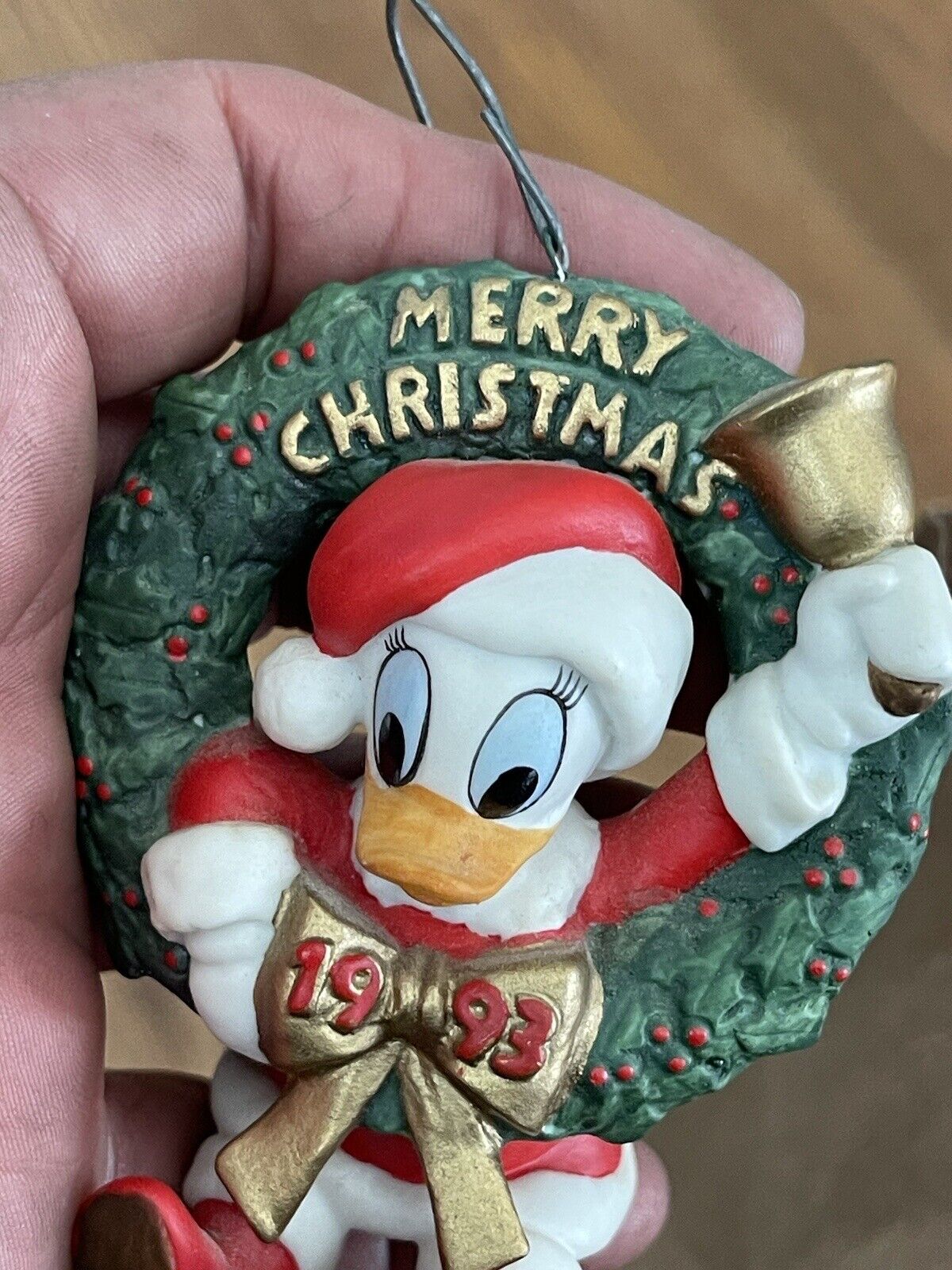 1993 Grolier Disney Daisy Duck Merry Christmas Ornament, Taiwan, Vintage