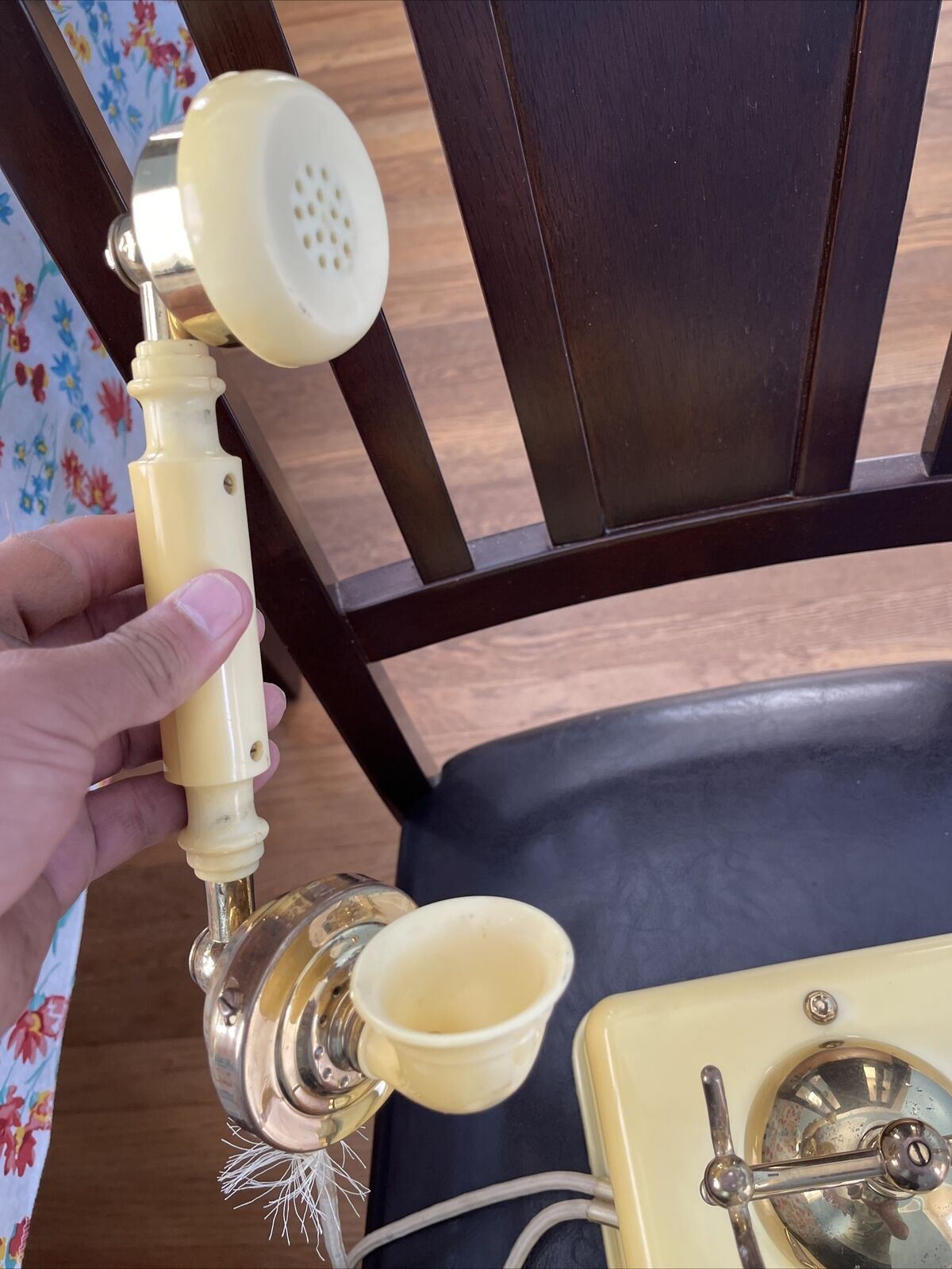 Vintage 1972 Fold A Fone Inc Brass Base Table Telephone , (11)