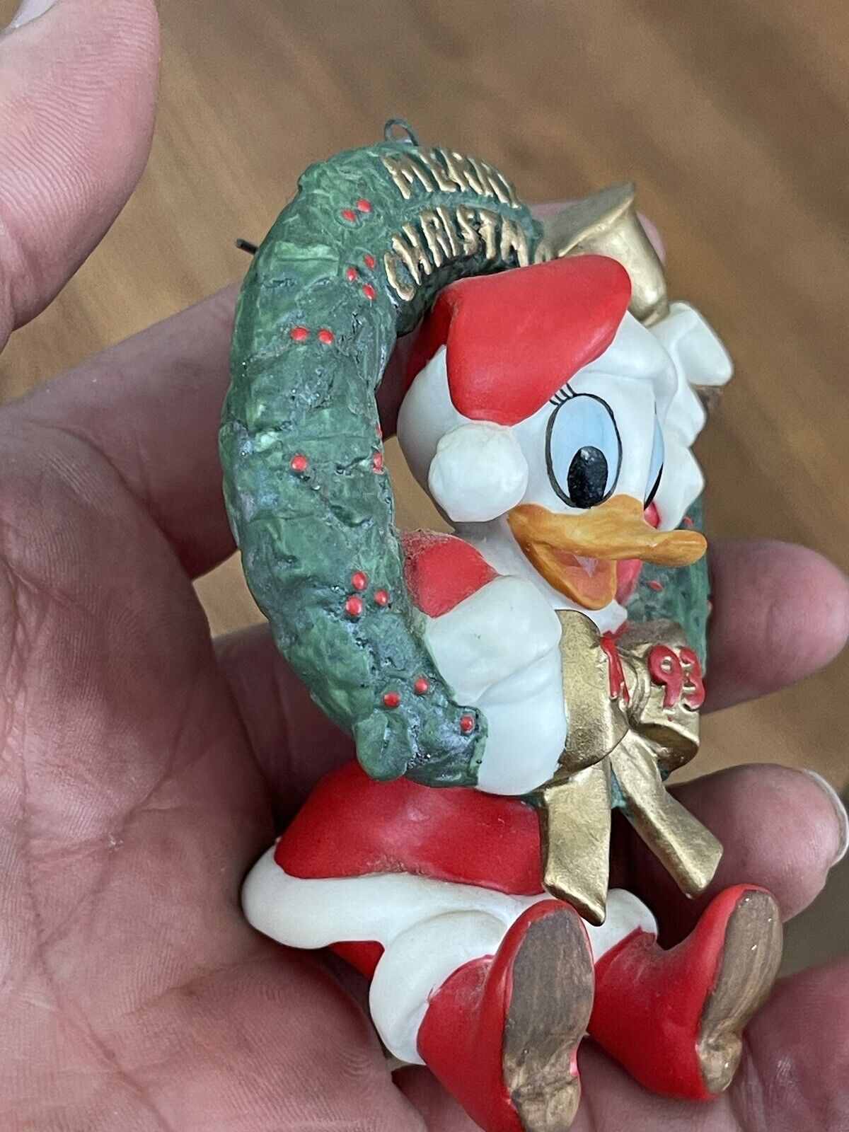 1993 Grolier Disney Daisy Duck Merry Christmas Ornament, Taiwan, Vintage