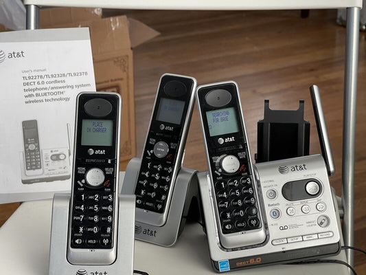 AT&T TL92378 DECT 6.0 Cordless Phone Answering System, Bluetooth, 3 Handsets