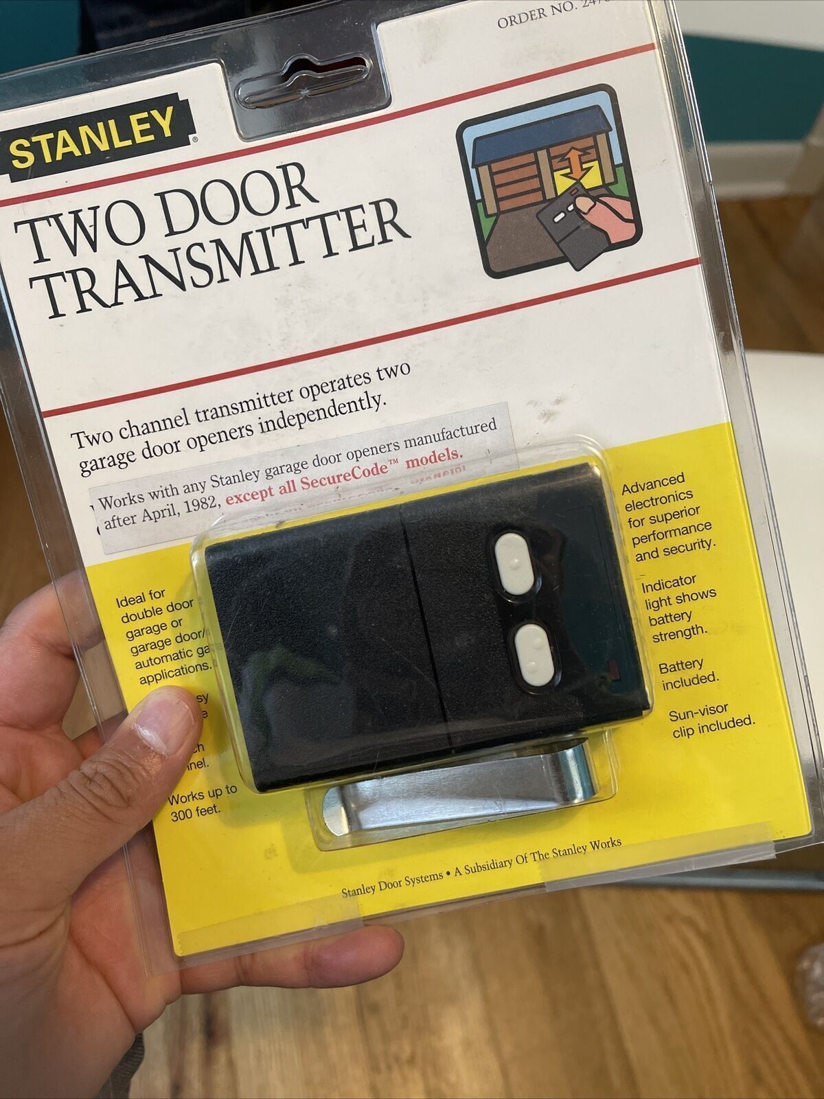 Stanley Two Door Transmitter Operates 2 Diff. Garage Doors - New Factory Sealed 