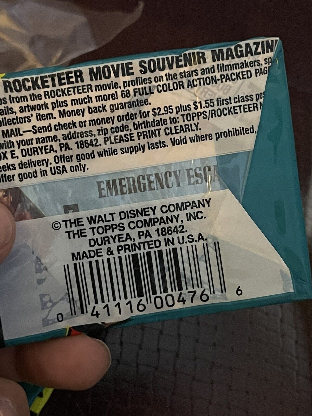 (1) Sealed 1991 Topps Disney Rocketeer Movie Trading Cards Wax Pack