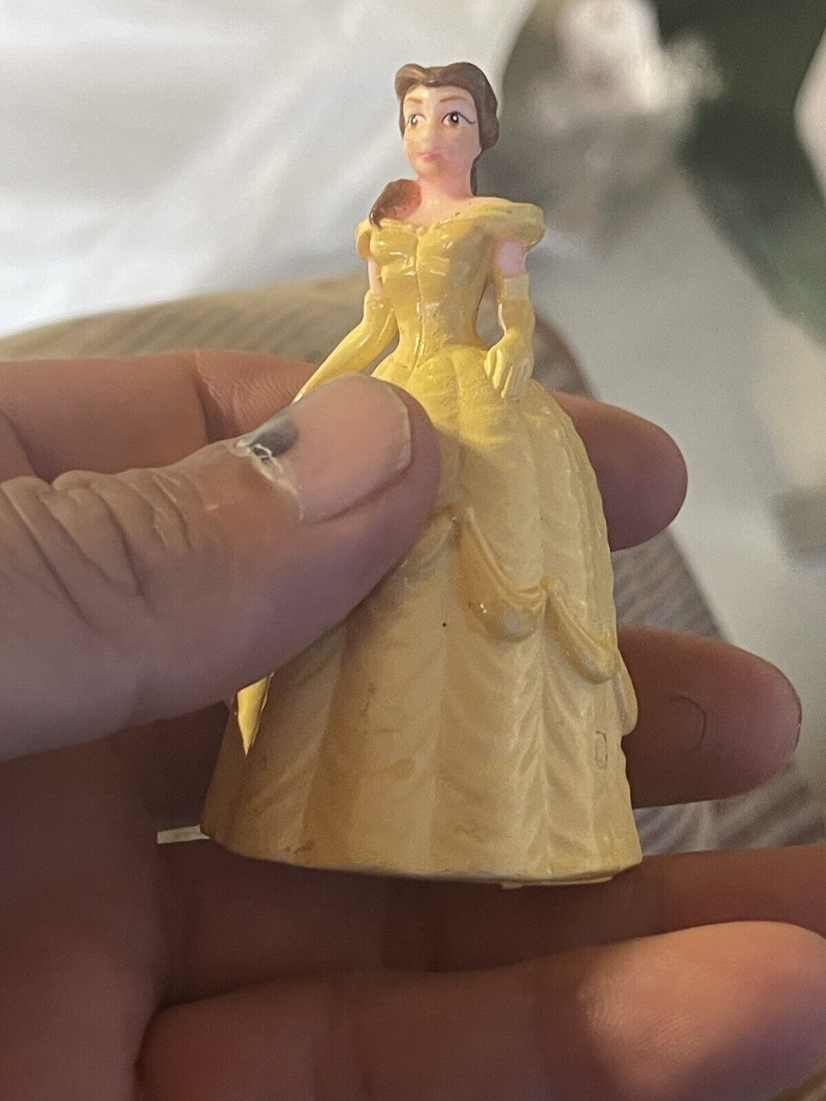 Disney Yellow 4" Resin Princess Belle Woman Girl Figurine Cake Topper