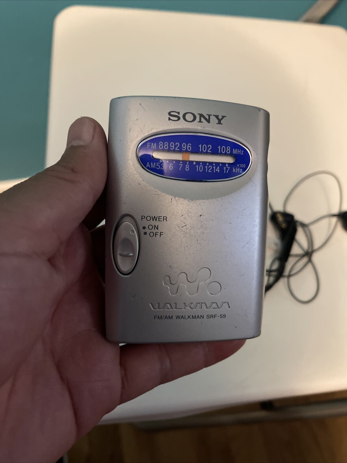 Sony SRF59 AM/FM Walkman Radio - Silver With Sony Headphones