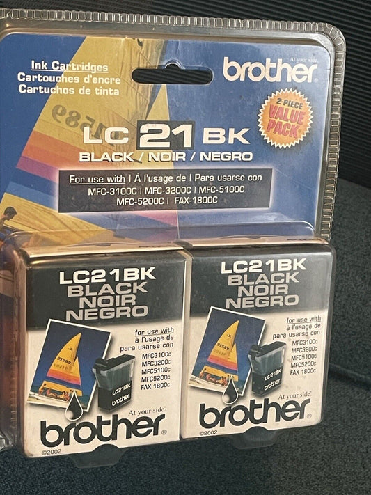 Brother LC21BK Black Ink Cartridge 2pk.