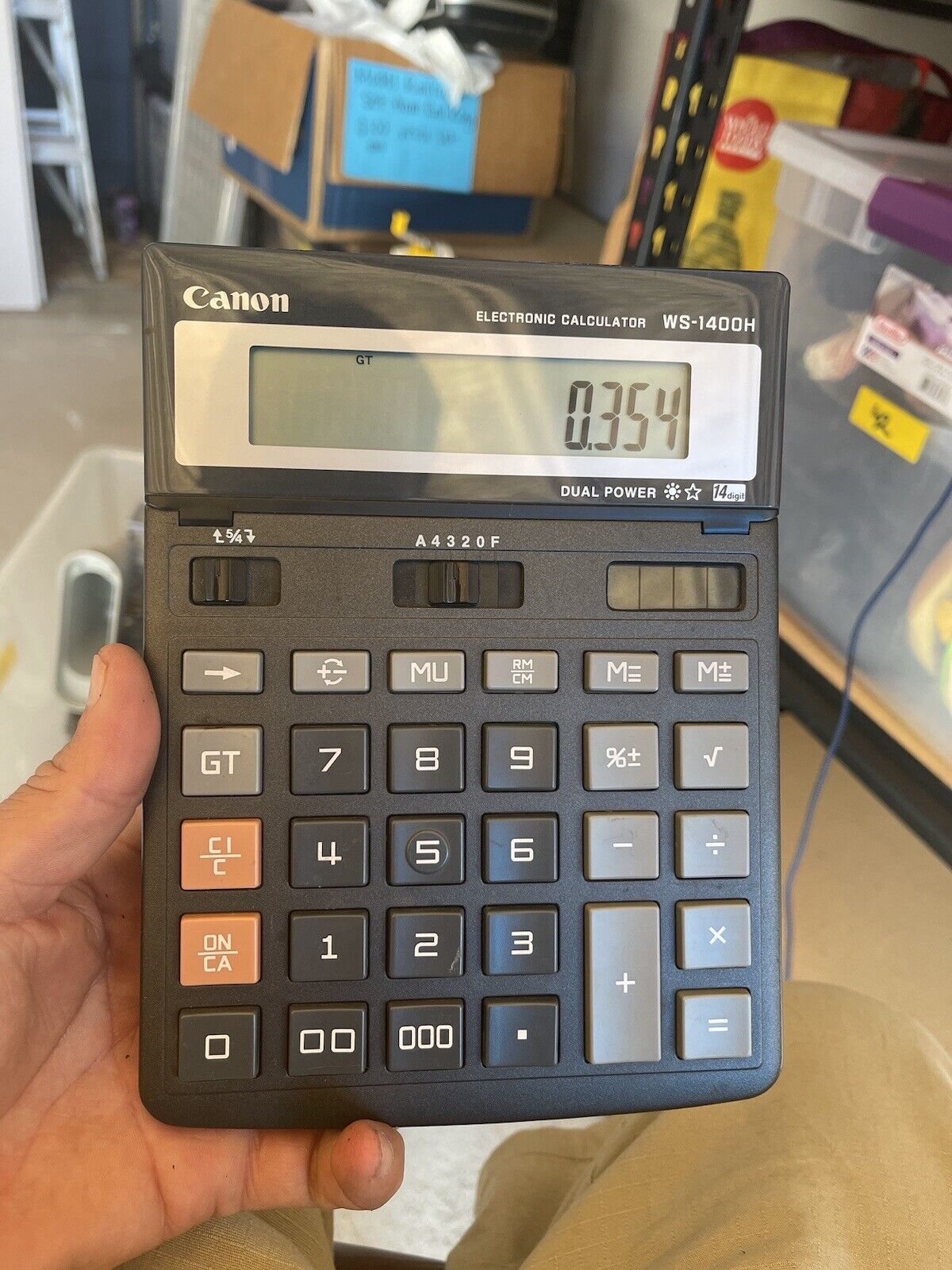 Canon Calculator WS-1400H Dual Power Large buttons