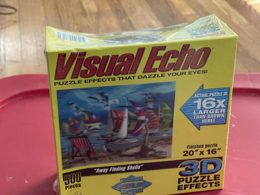 NEW! Sealed 3D PUZZLE 500 PCS Visual Echo Away Finding Shells Beach Boats 2005