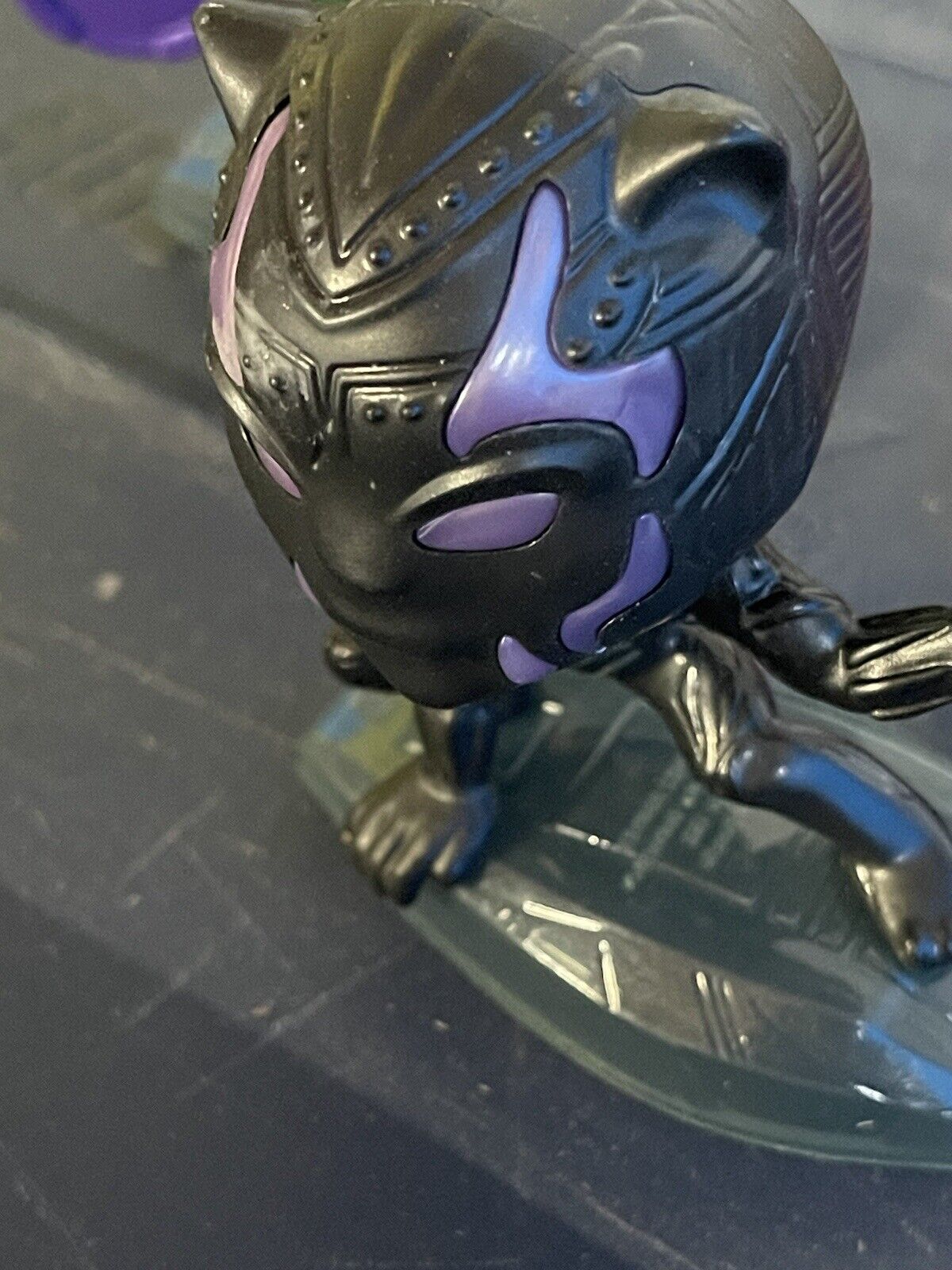 X3 Marvel Black Panther Plastic Toy on Clear Base Used Fast Shipping Movie Toy