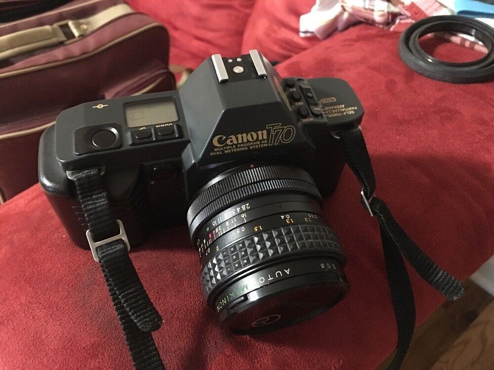 CANON T70 BLACK, With Makinon 28mm Lens