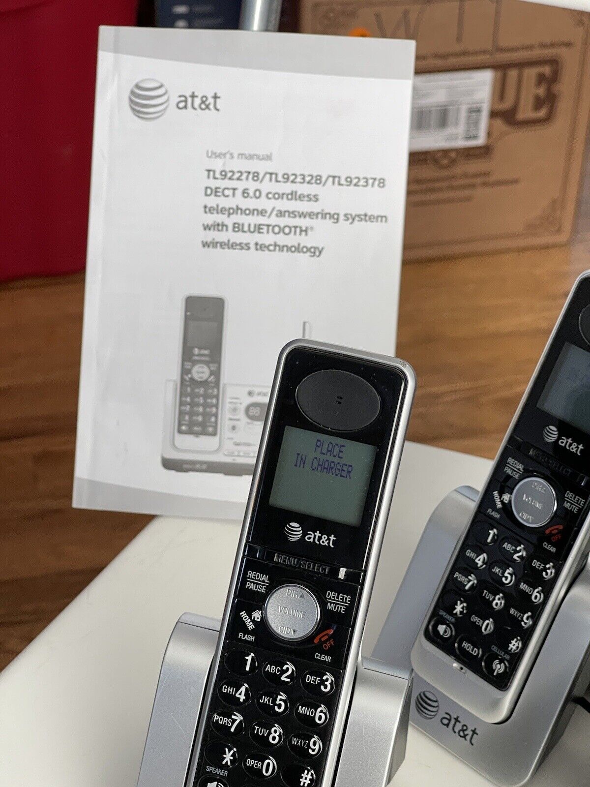 AT&T TL92378 DECT 6.0 Cordless Phone Answering System, Bluetooth, 3 Handsets