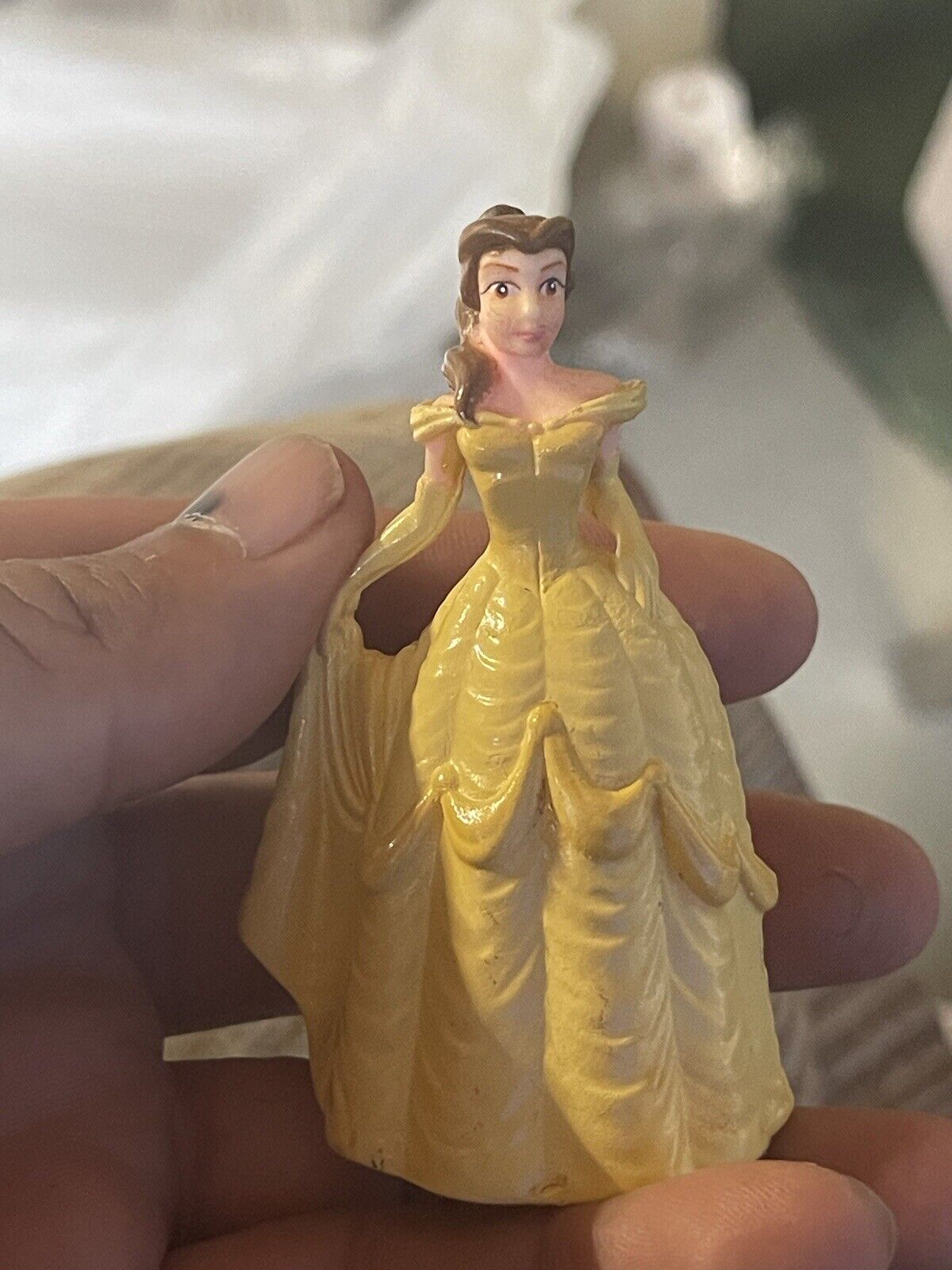 Disney Yellow 4" Resin Princess Belle Woman Girl Figurine Cake Topper