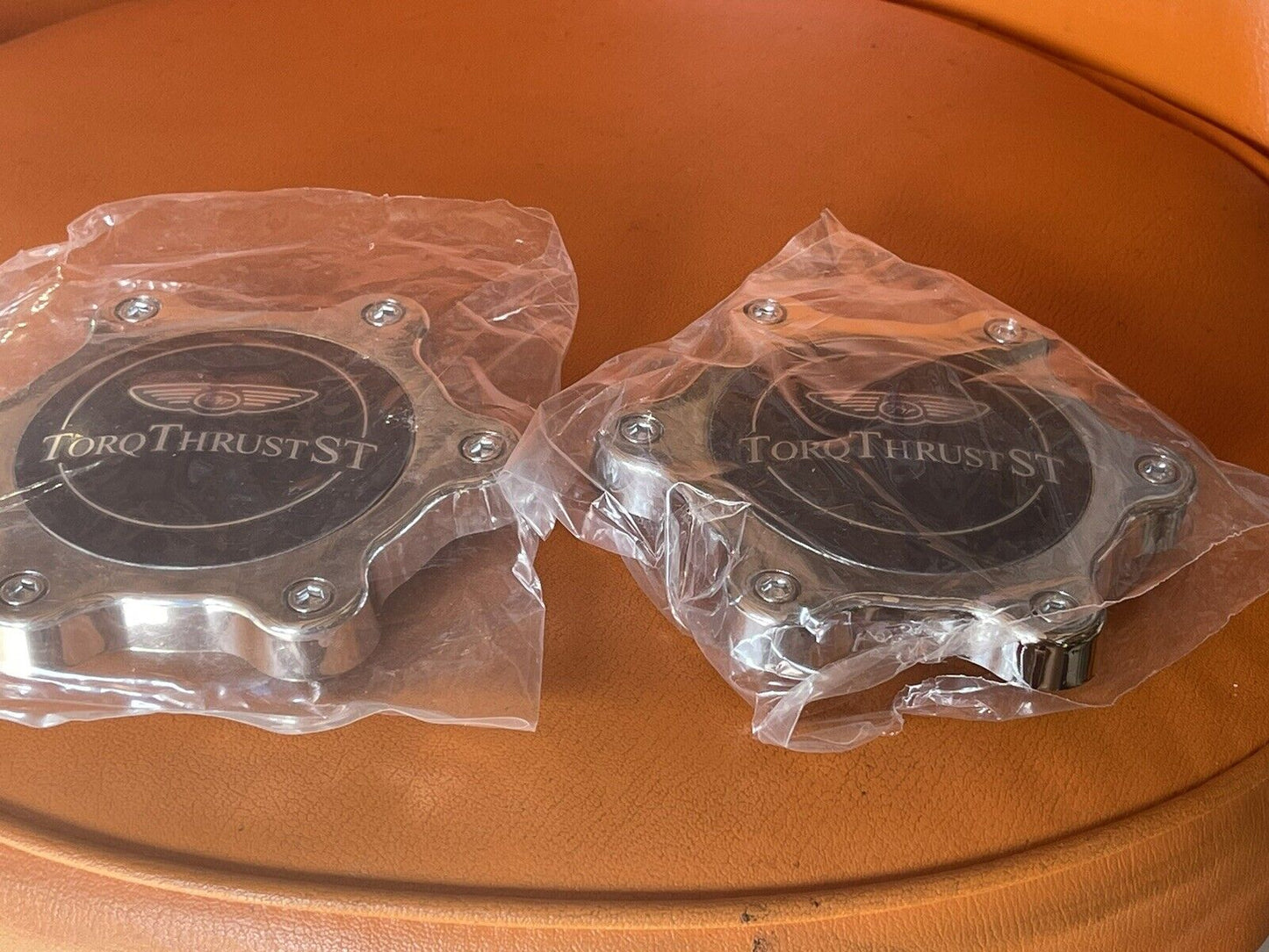 American Racing TorqThrust Chrome/Black Custom Wheel Center Caps Set 2