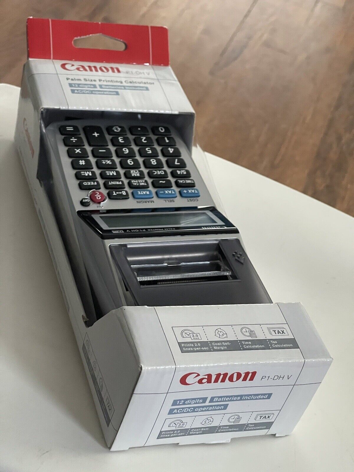 Canon Palm Printer P1-DH V Silver/Black 12-Digit Large Display Print Calculator