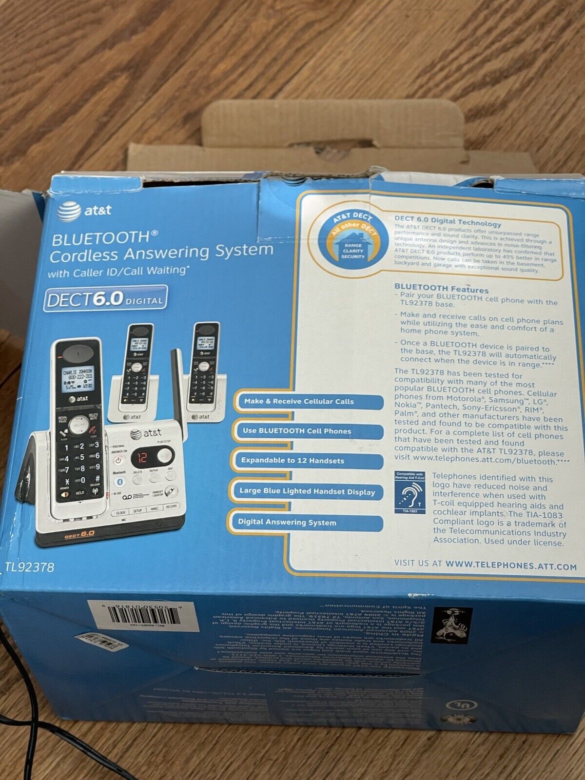 AT&T TL92378 DECT 6.0 Cordless Phone Answering System, Bluetooth, 3 Handsets