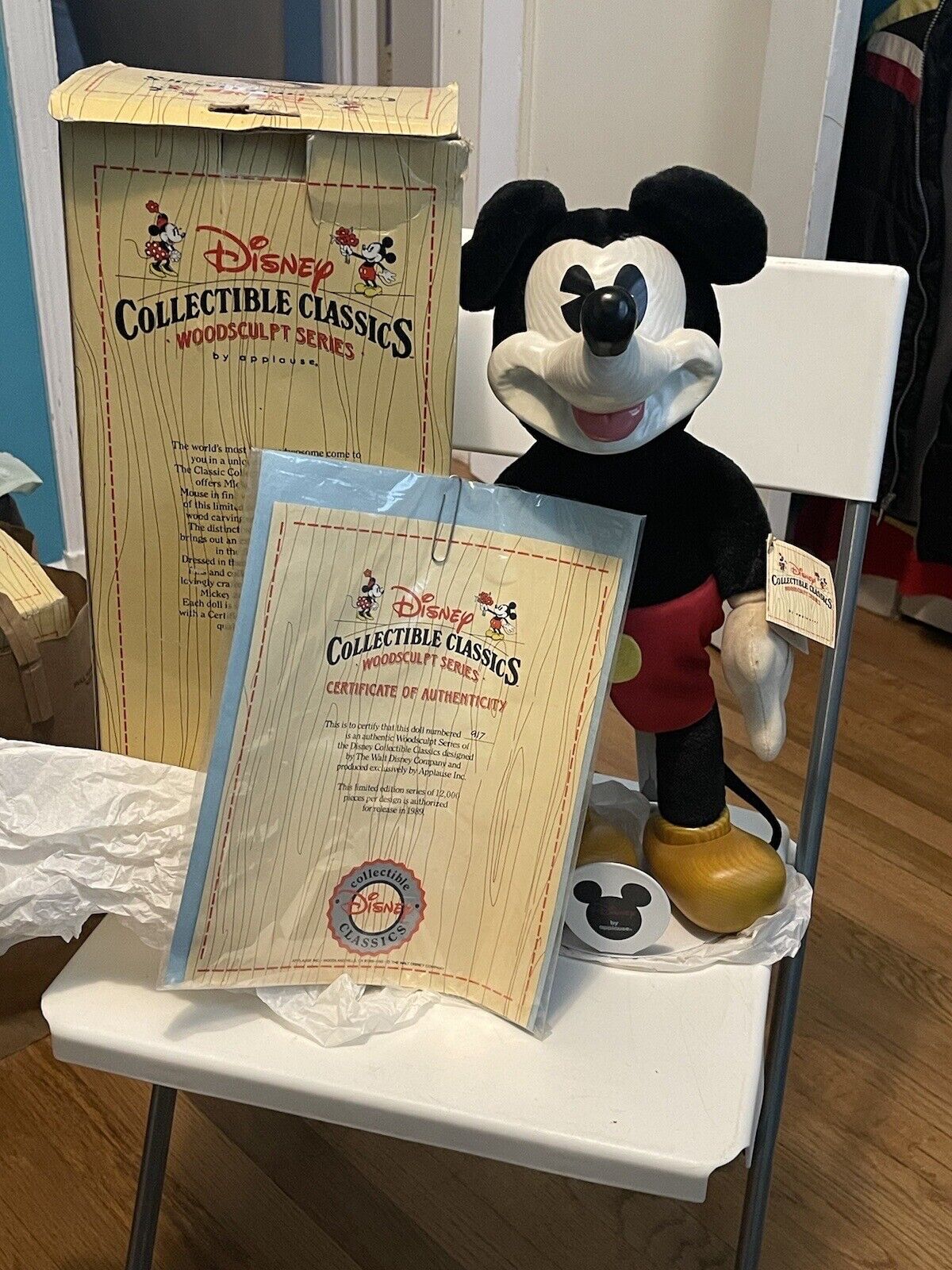 Disney 1989 Collectible Classics Woodsculpt Series Applause Mickey Mouse #15017