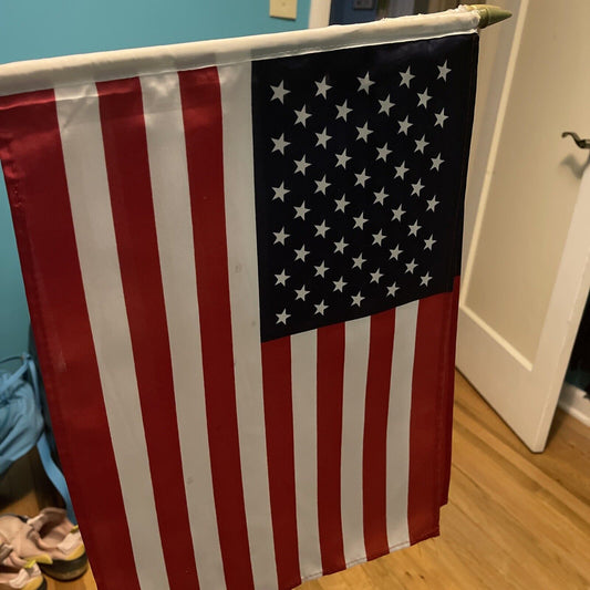 AMERICAN FLAGS - USA - 17" BY 12" - PLASTIC FLAGS ACCEPT RODS/ STICKS .