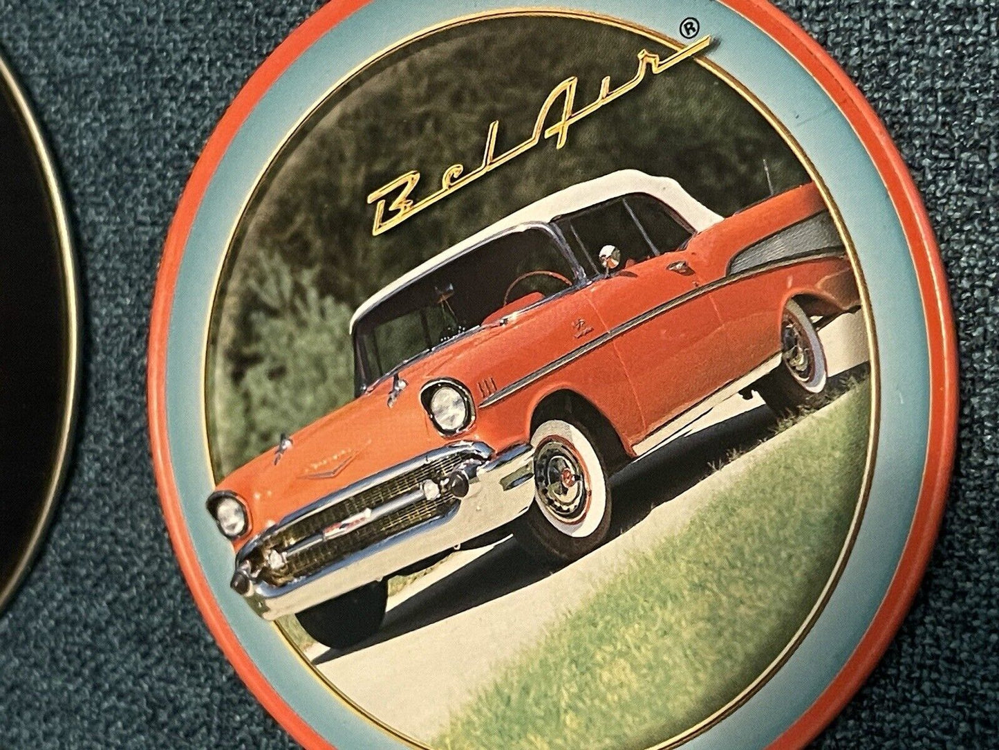 Chevrolet Corvette Bel Air 3 Coaster Set Tin Canister