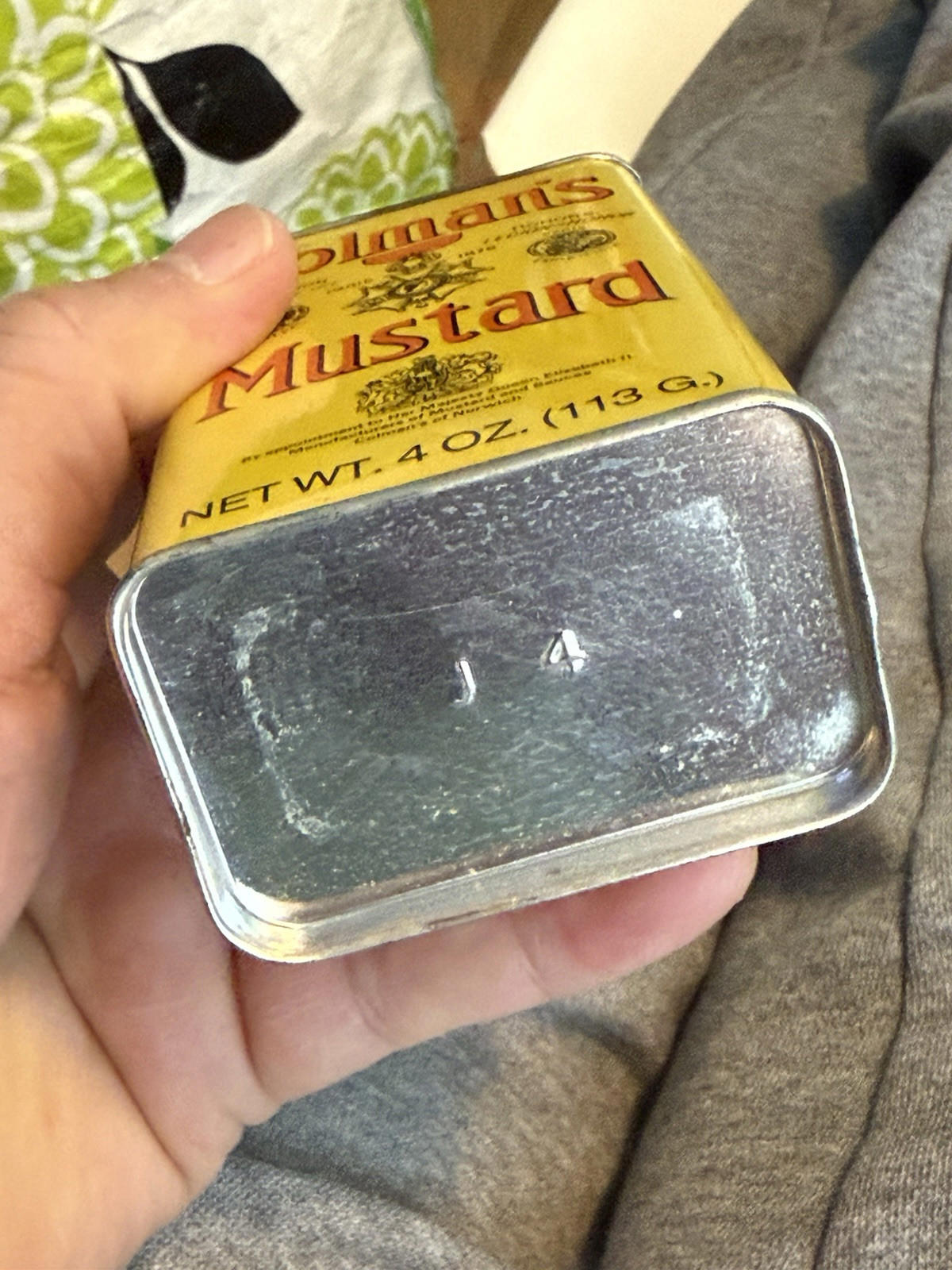 Vintage Colman's Mustard 4oz Bulls Head Metal Spice Tin with Metal Lid - Half Fu