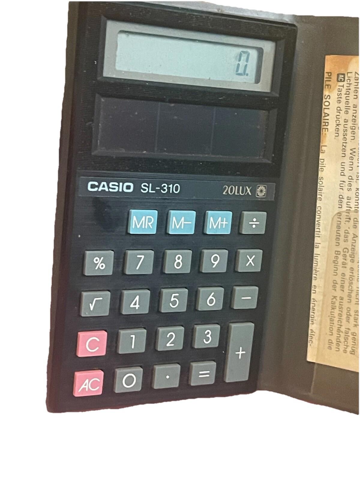 Vintage Casio SL-310 Electronic Calculator Super Solar Cell  20 Lux