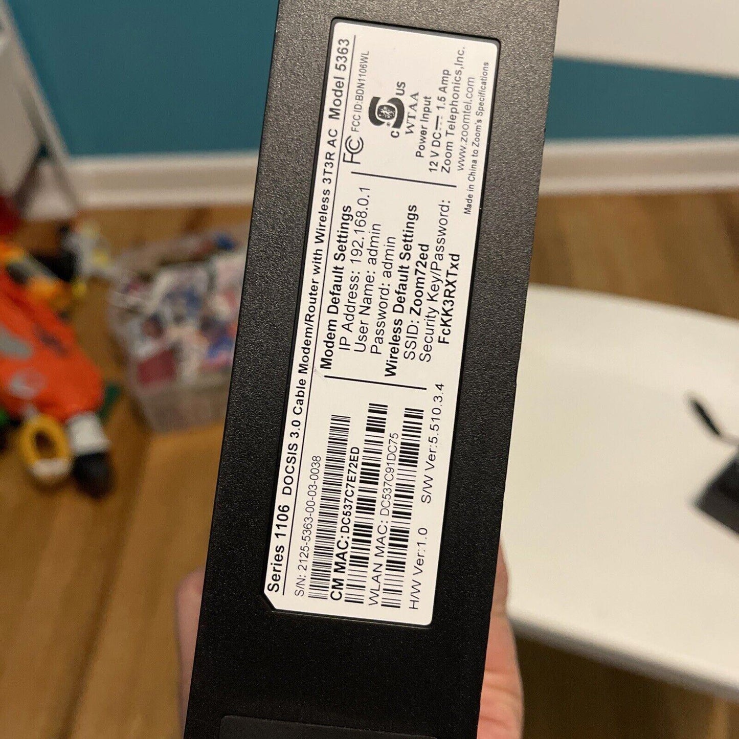 Zoom AC1900 DOCSIS 3.0 Cable Modem/Router with wireless 3T3R. Model #5363 (12)