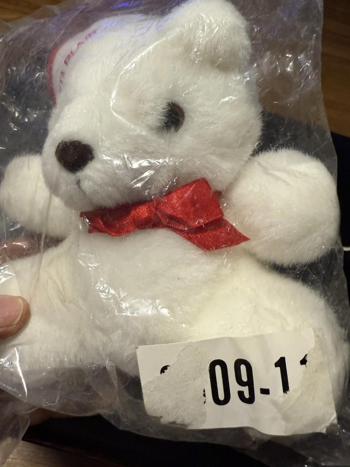 Vtg 1989 Santa Blair 7” White Christmas Teddy Bear Plush Toy Red Bow Hat New