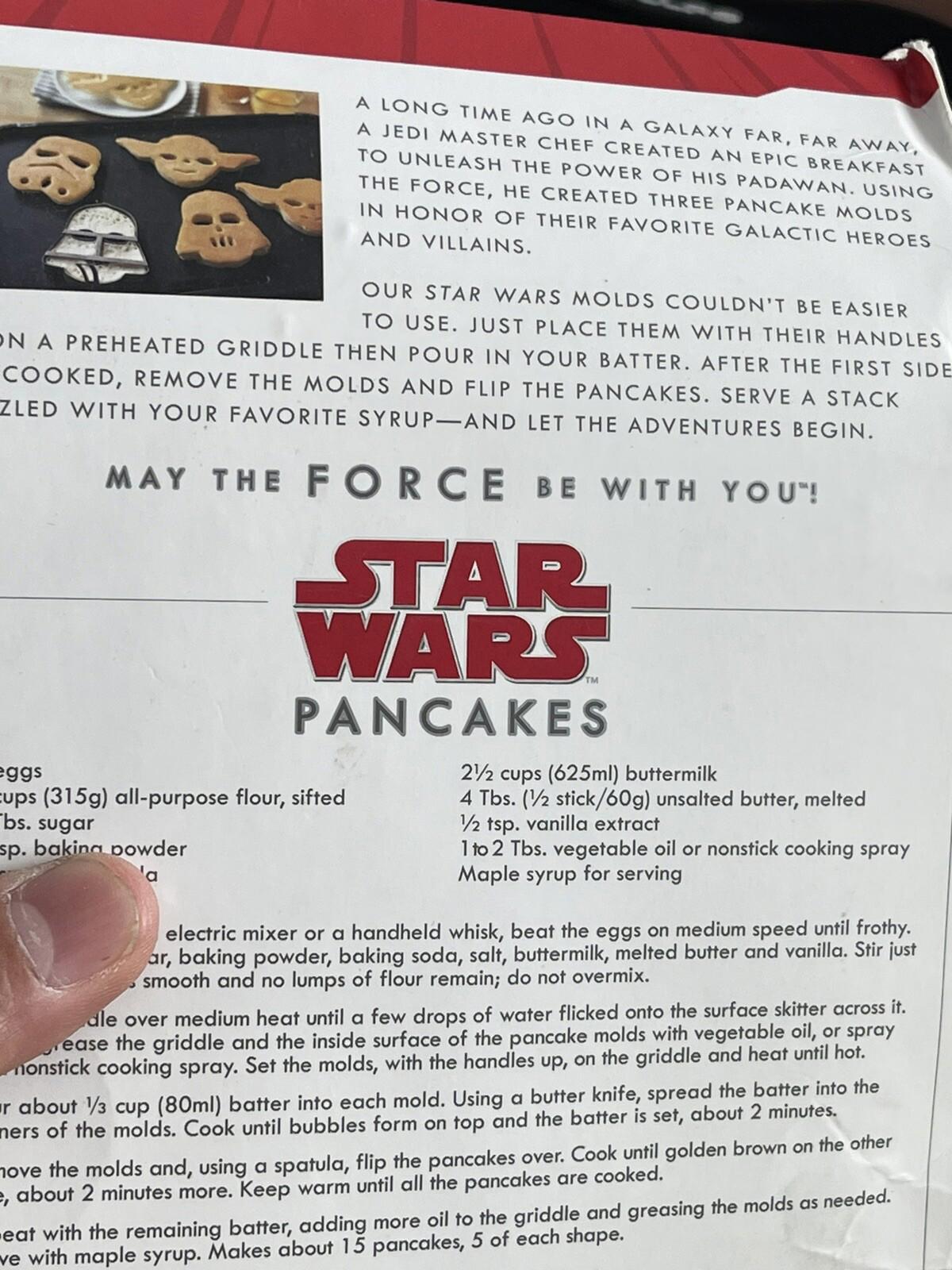 Williams Sonoma Star Wars Pancake Molds Faces Yoda Darth Vader Stormtrooper