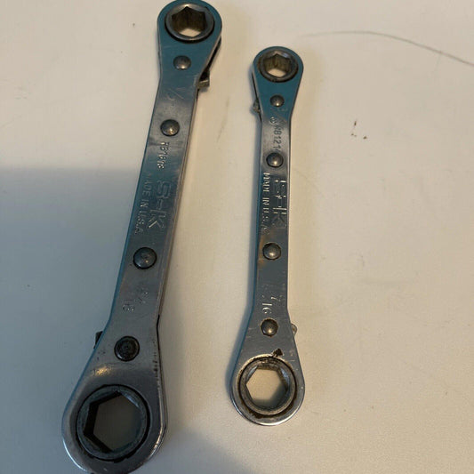 Vintage X2 , S-K  SAE  Ratcheting Box End Wrenches- 6pt- RB1618,RB1214 (12)