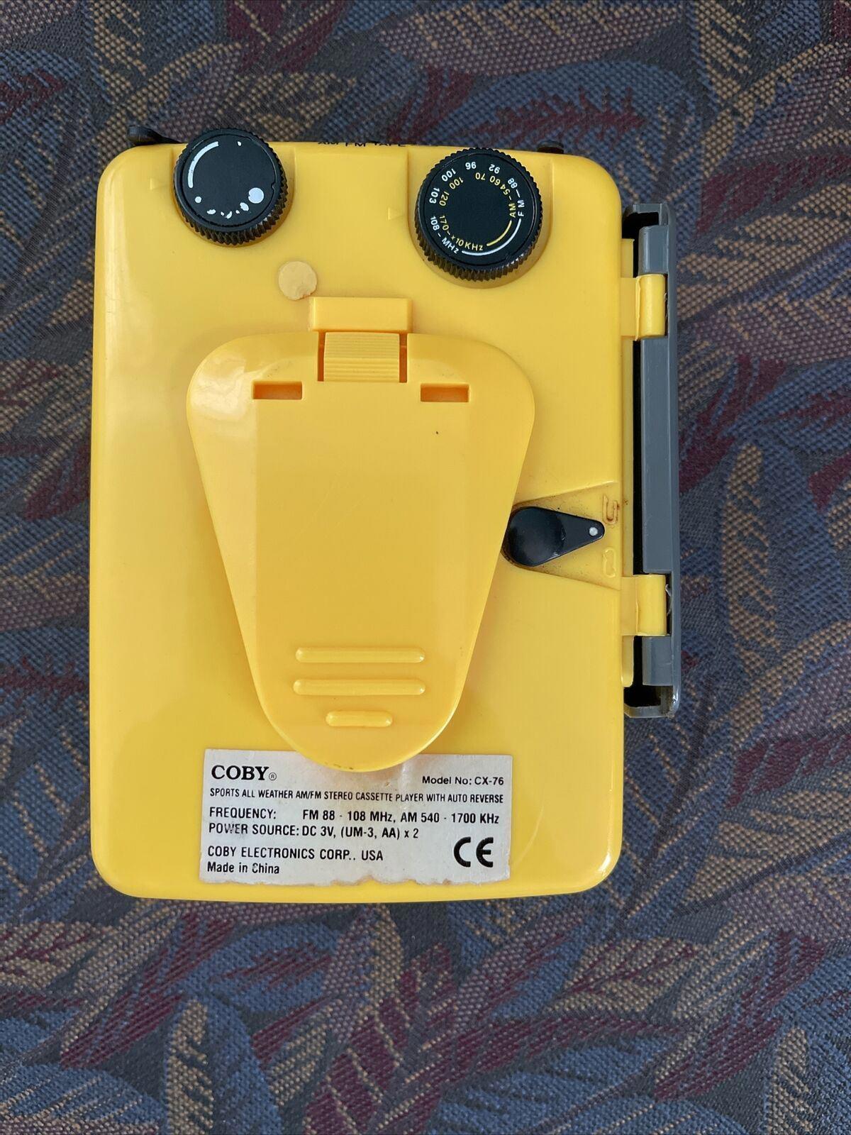 Coby All-Weather AM/FM Radio & Cassette Player Sports CX-76 Yellow