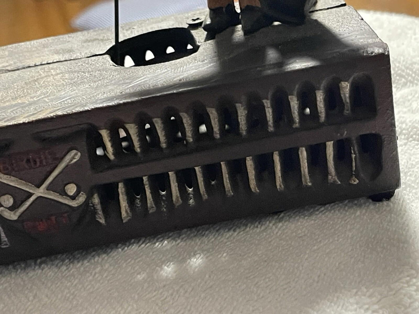 Vintage Cast Iron Toy Mechanical Bank. "Birdie, Putt" Golfer & Caddy.