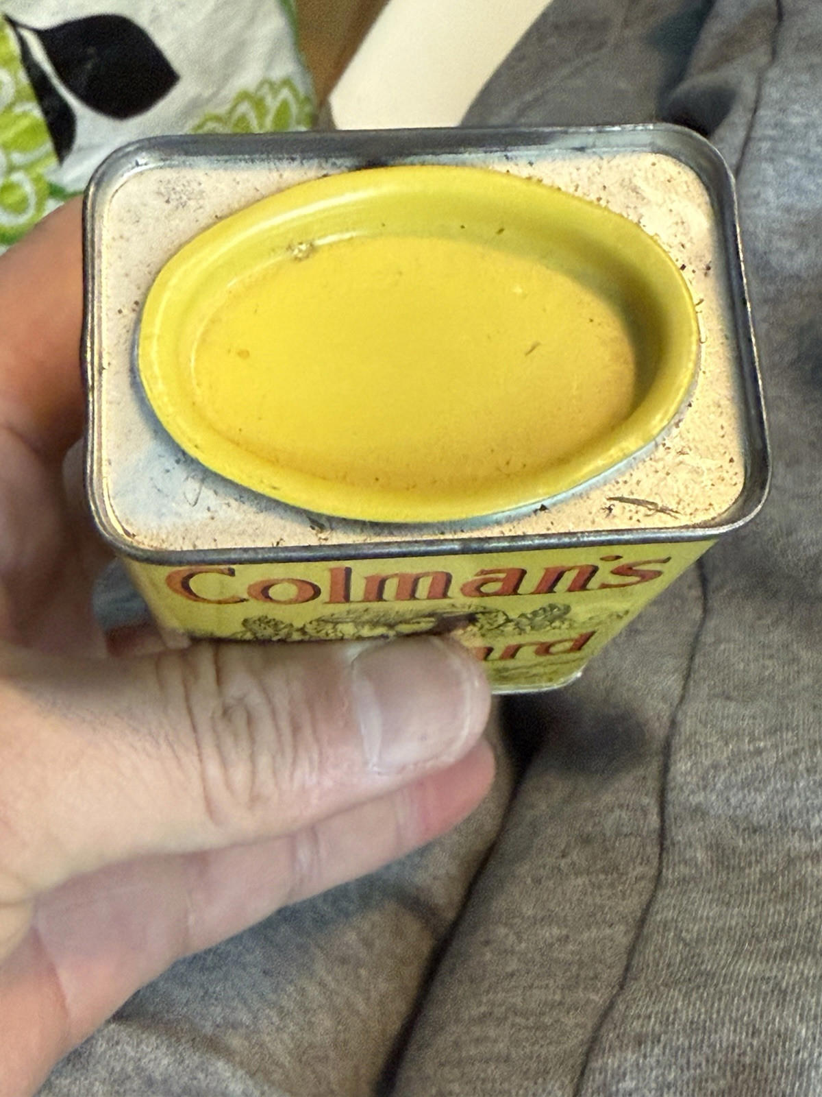 Vintage Colman's Mustard 4oz Bulls Head Metal Spice Tin with Metal Lid - Half Fu