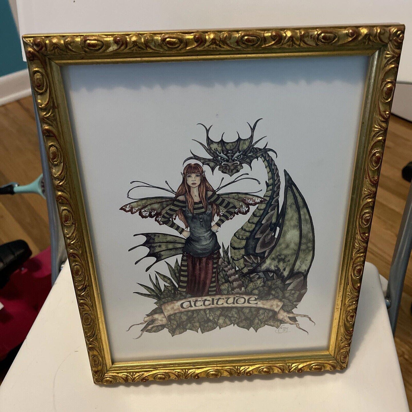 Dragon & Female Attitude picture 11 by 8 , in nice frame