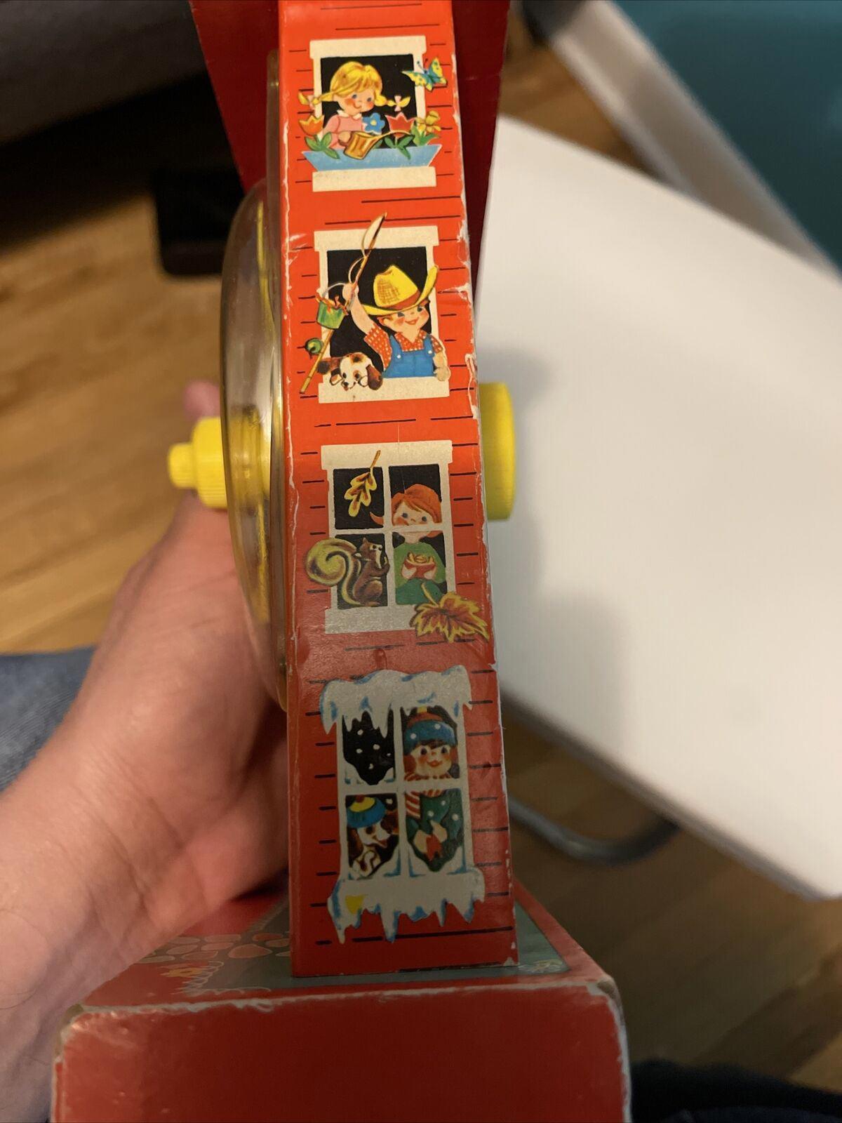 FISHER PRICE: Music Box Teaching Clock, Vintage toy, Rare, ORIGINAL, Kids