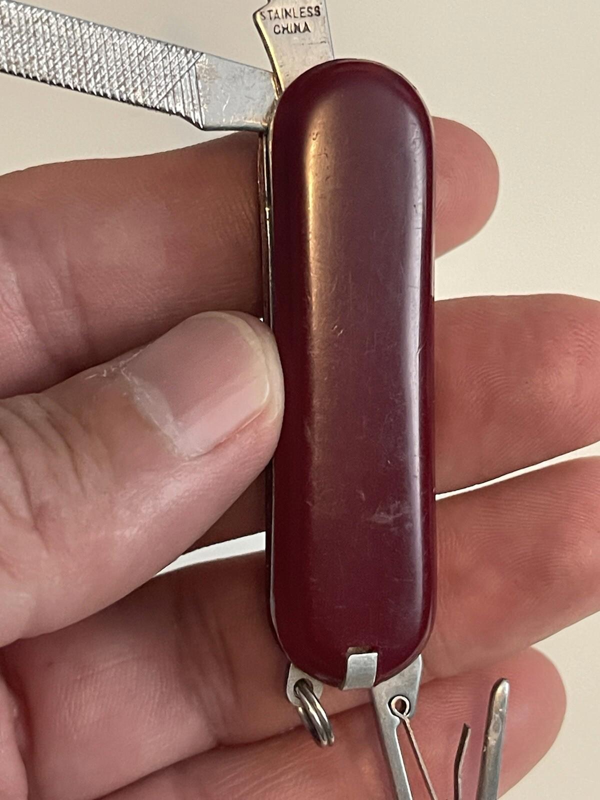 Vintage Mini Folding Knife Toothpick Tweezer Keyring Keychain