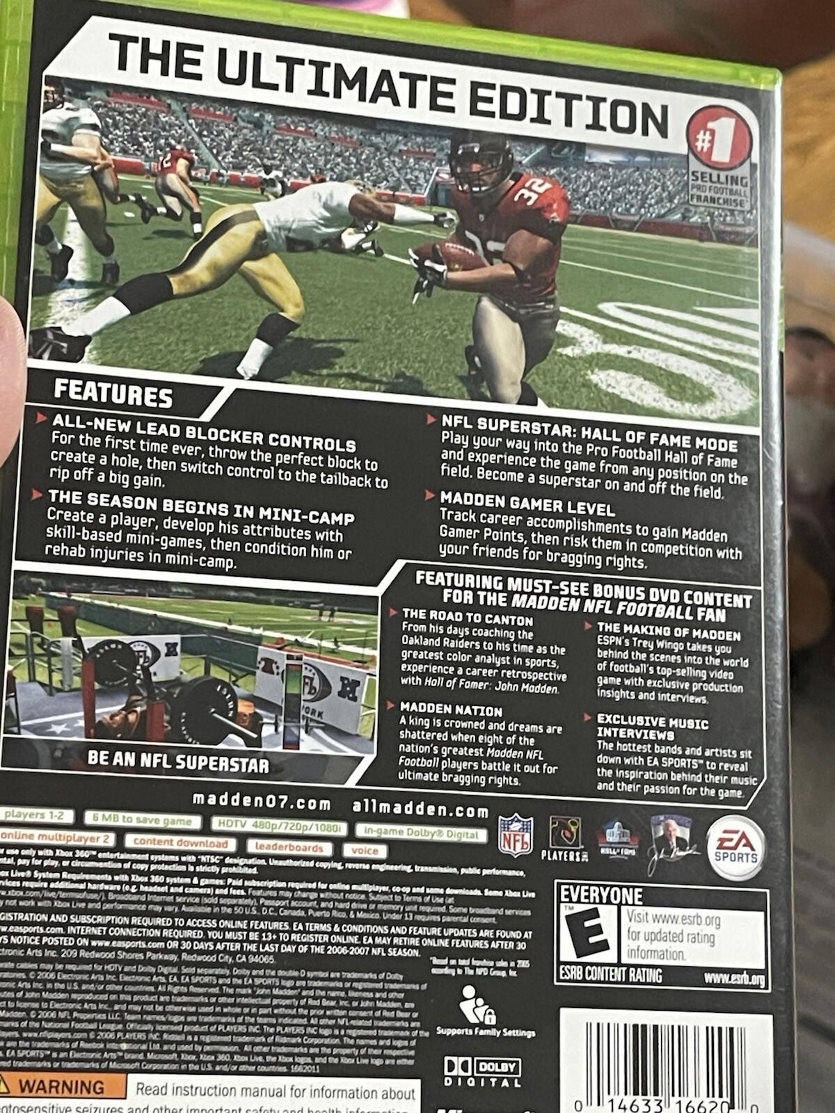 Madden NFL 07 Hall of Fame Edition Microsoft Xbox 360 System Game