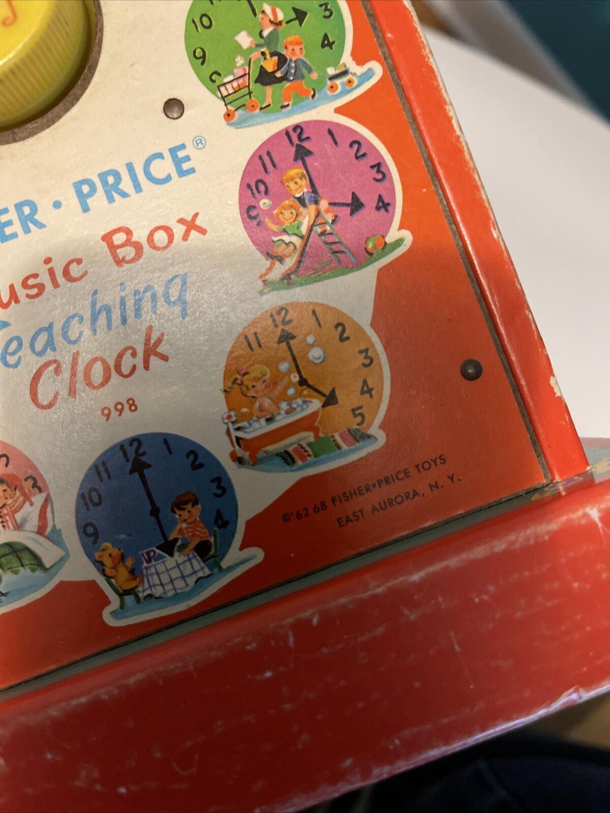 FISHER PRICE: Music Box Teaching Clock, Vintage toy, Rare, ORIGINAL, Kids