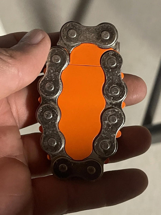 Vintage Automatic Cigarette Lighter Orange Bike Chain Link