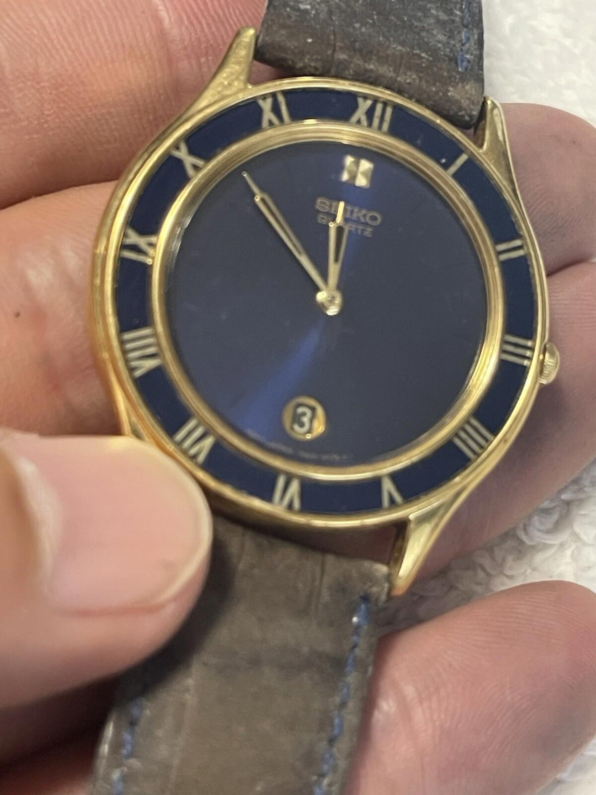 SEIKO black double ring case gold Roman hour (needs Battery And Wristband