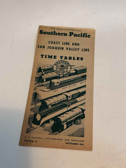 Vintage 1949 Southern Pacific Lines Rail Road San Joaquin Valley Time Tables