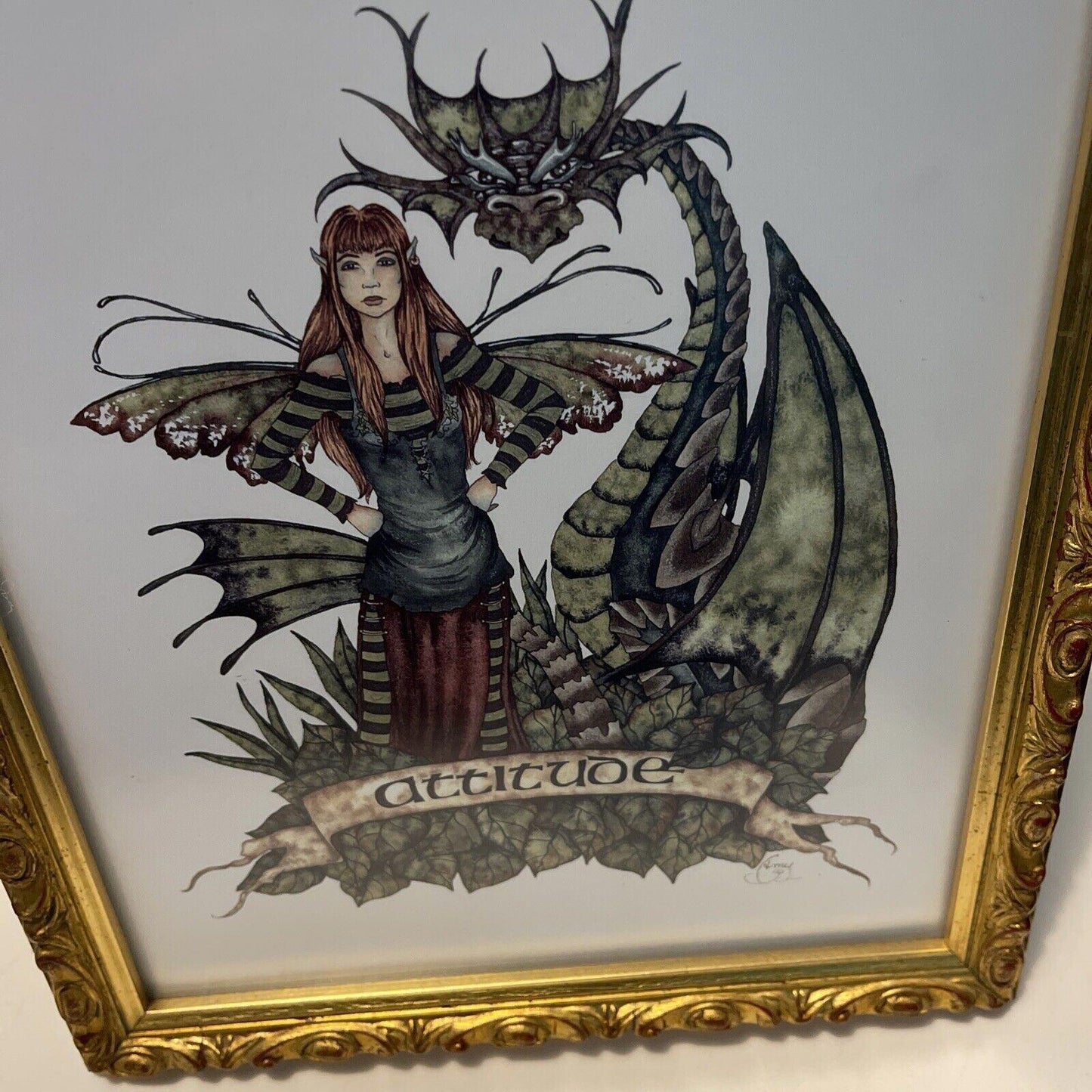 Dragon & Female Attitude picture 11 by 8 , in nice frame